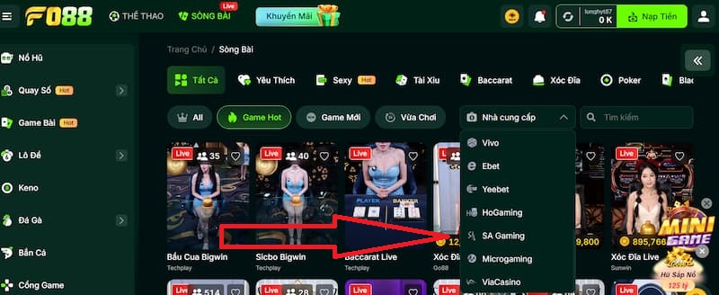 Live casino 2 Sòng bạc FO88
