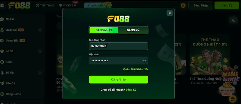 Đăng nhập 2 Thủ tục login tài khoản nhà cái FO88