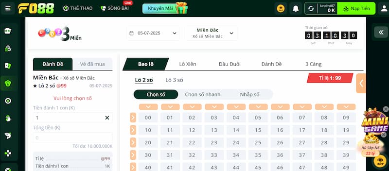 Đánh lô tỷ lệ ăn bao nhiêu? Cách đánh lô chuẩn tại FO88 2 Đánh lô tại nhà cái FO88